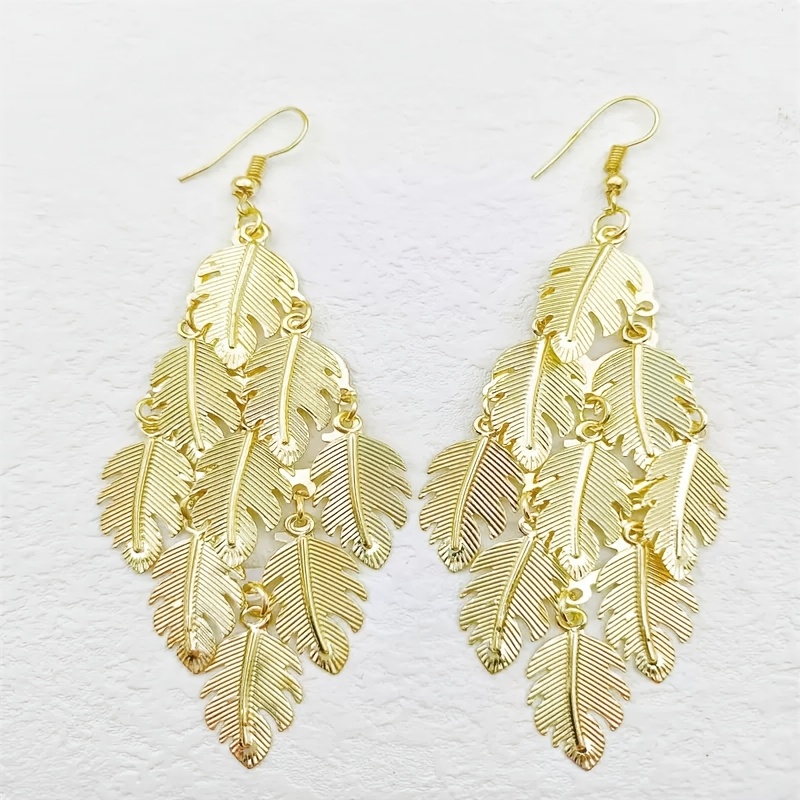 Women's French-style Palace Long Leaf Tassel Earrings